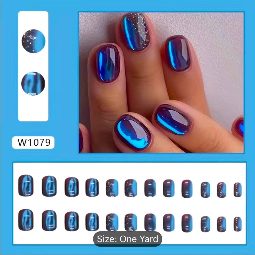 Galaxy nails alternative punk blue purple nails press ons